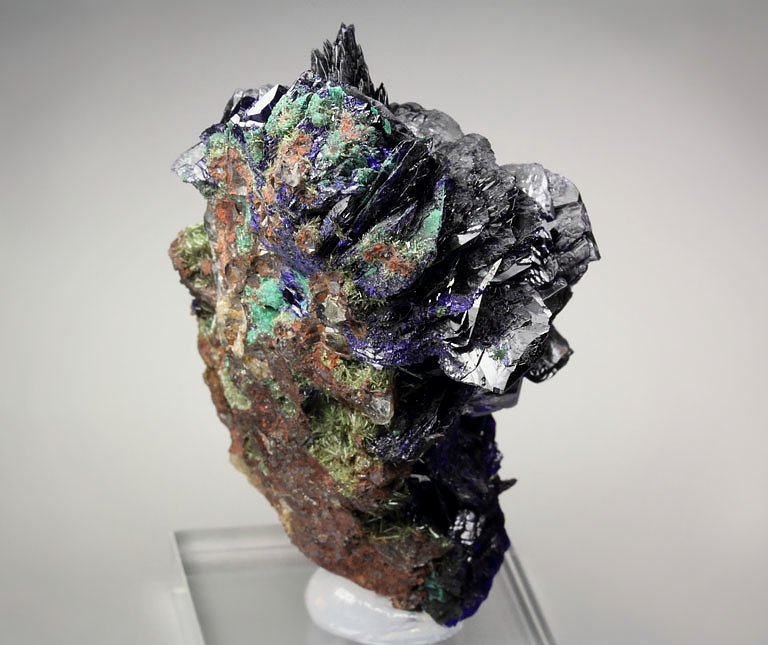  new find - AZURITE, MALACHITE pseudomorph, OLIVENITE