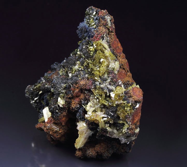 gem ADAMITE, GOETHITE