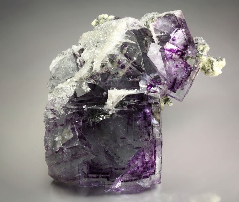 FLUORITE with phantoms, CALCITE