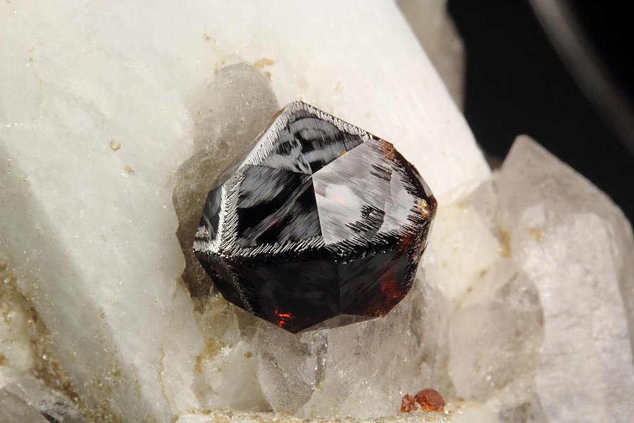 gemmy GARNET var. SPESSARTINE, FELDSPAR, QUARTZ