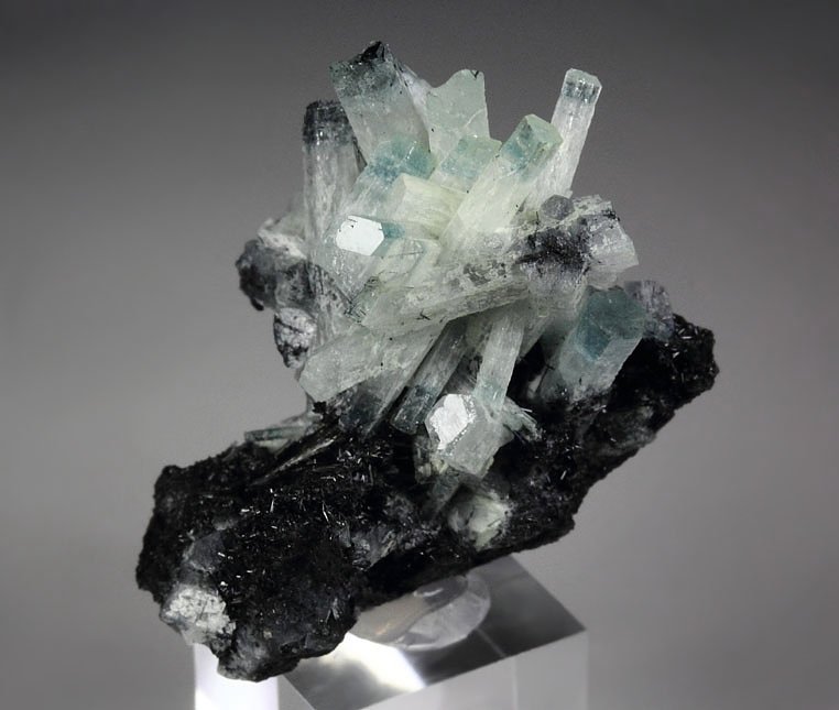 bi-color BERYL var. AQUAMARINE, TOURMALINE var. SCHORL