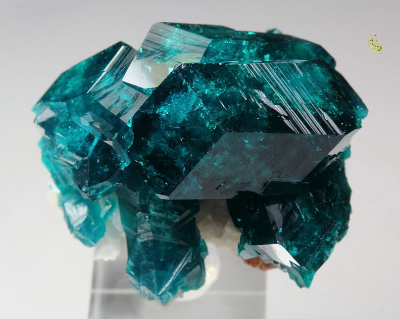 gem DIOPTASE, CALCITE