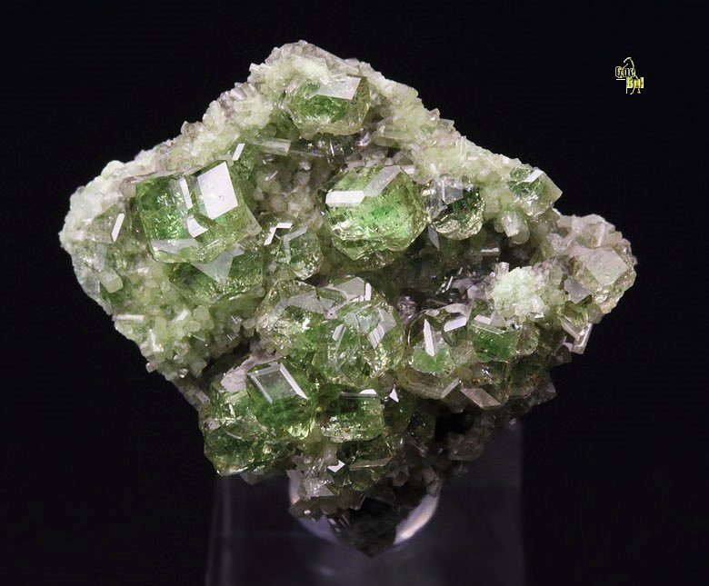 gem GARNET var. GROSSULAR with GREEN CHROMIAN PHANTOMS, DIOPSIDE