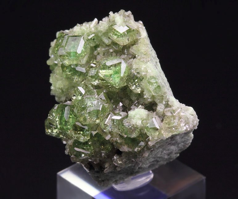 gem GARNET var. GROSSULAR with GREEN CHROMIAN PHANTOMS, DIOPSIDE