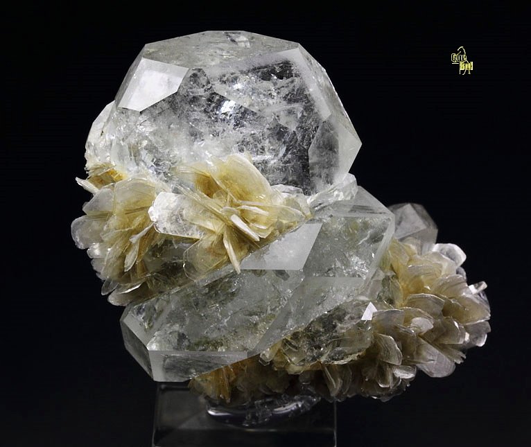 gem BERYL var. GOSHENITE, MUSCOVITE