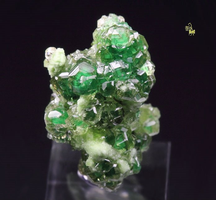 gem GARNET var. GROSSULAR with GREEN CHROMIAN PHANTOMS, DIOPSIDE