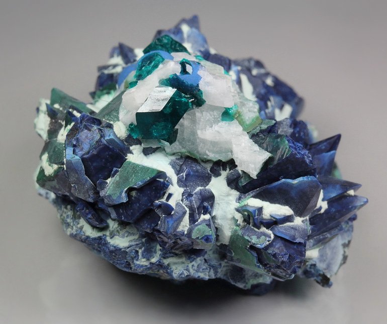 SHATTUCKITE pseudomorph after DIOPTASE, after CALCITE, CHRYSOCOLLA