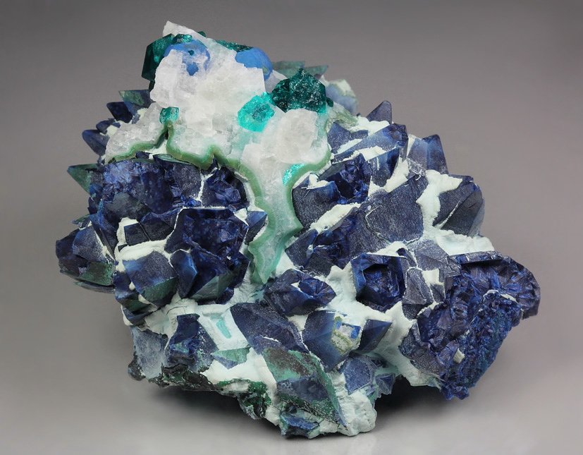 SHATTUCKITE pseudomorph after DIOPTASE, after CALCITE, CHRYSOCOLLA