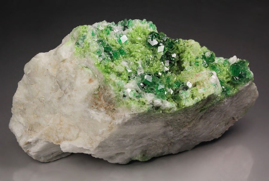 gem GARNET var. GROSSULAR with GREEN CHROMIAN PHANTOMS, DIOPSIDE, CHROMITE