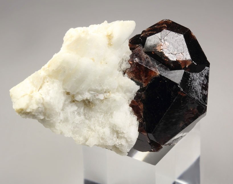 gemmy GARNET var. SPESSARTINE, ALBITE