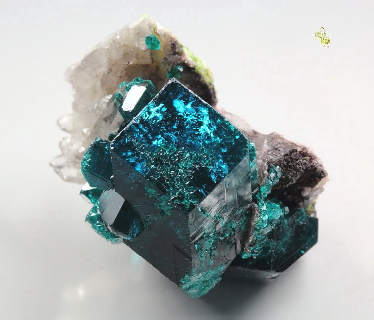 gem DIOPTASE, DUFTITE, QUARTZ