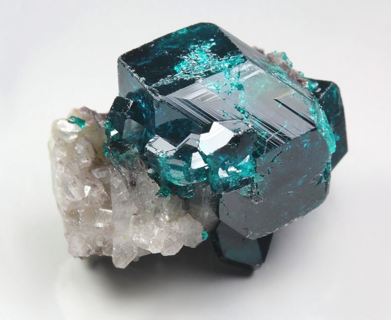 gem DIOPTASE, DUFTITE, QUARTZ