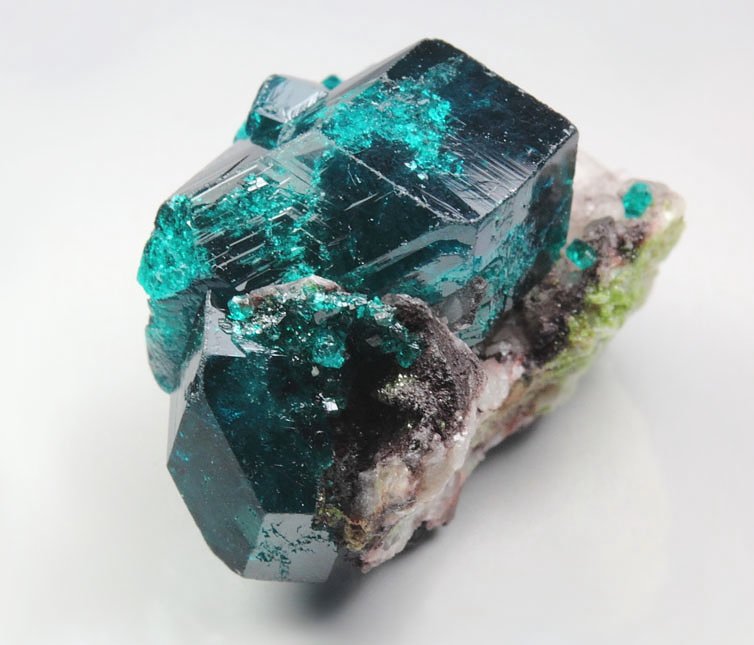 gem DIOPTASE, DUFTITE, QUARTZ