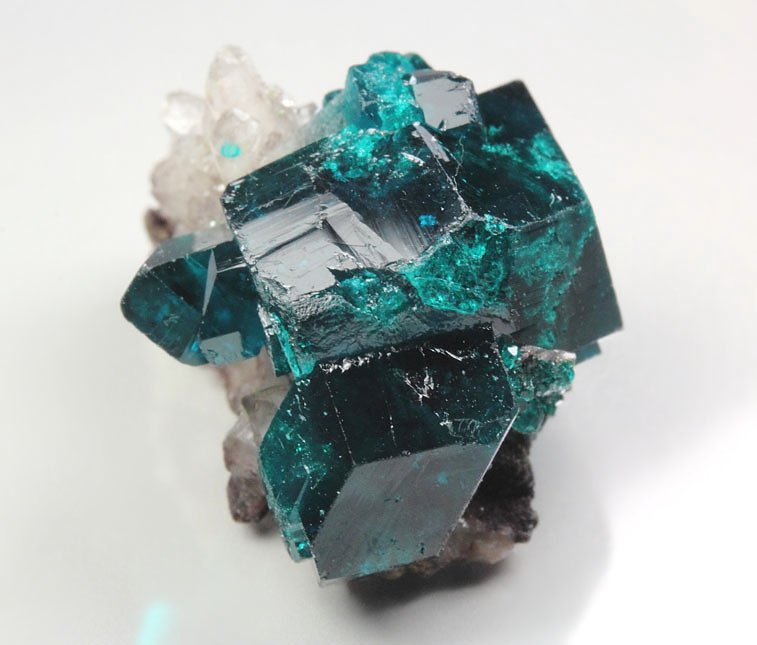 gem DIOPTASE, DUFTITE, QUARTZ