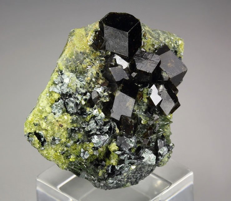 GARNET var. ANDRADITE, EPIDOTE, MUSCOVITE