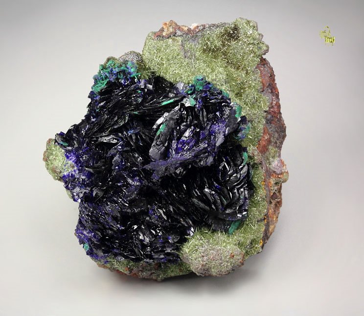 AZURITE, OLIVENITE, MALACHITE pseudomorph