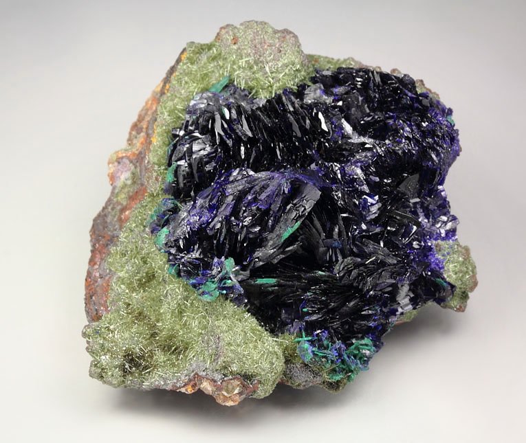 AZURITE, OLIVENITE, MALACHITE pseudomorph