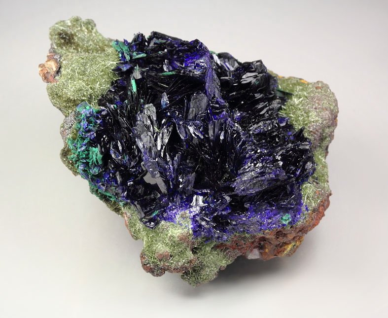 AZURITE, OLIVENITE, MALACHITE pseudomorph