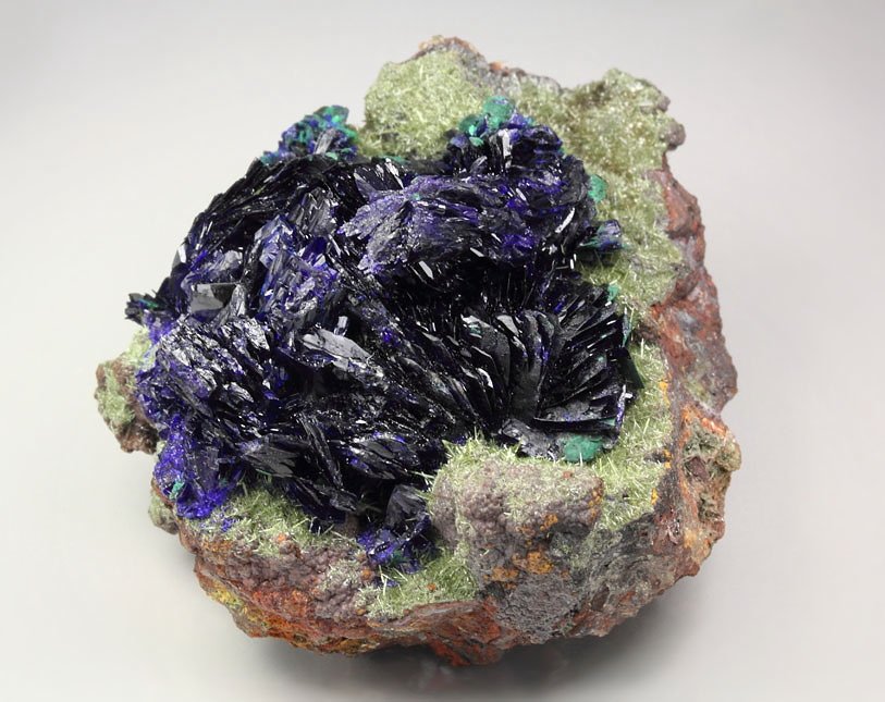 AZURITE, OLIVENITE, MALACHITE pseudomorph