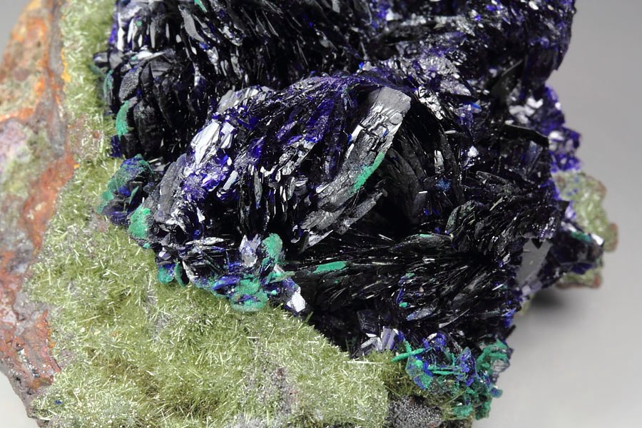 AZURITE, OLIVENITE, MALACHITE pseudomorph