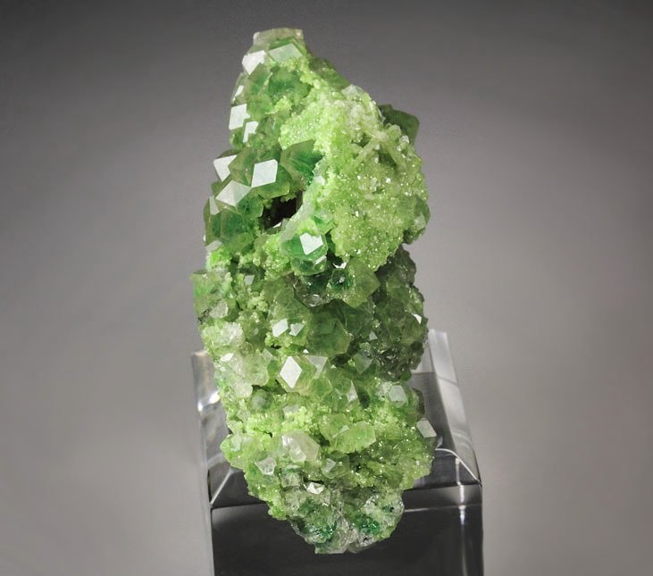 gem GARNET var. GROSSULAR with GREEN CHROMIAN PHANTOMS, DIOPSIDE