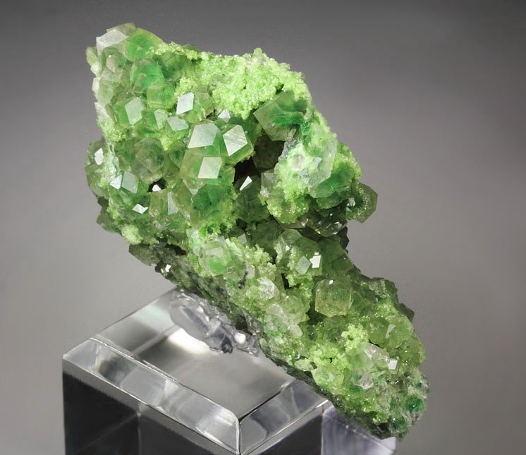 gem GARNET var. GROSSULAR with GREEN CHROMIAN PHANTOMS, DIOPSIDE