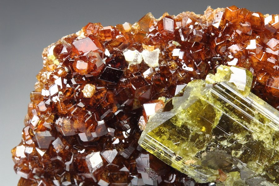 gem GARNET var. HESSONITE, DIOPSIDE