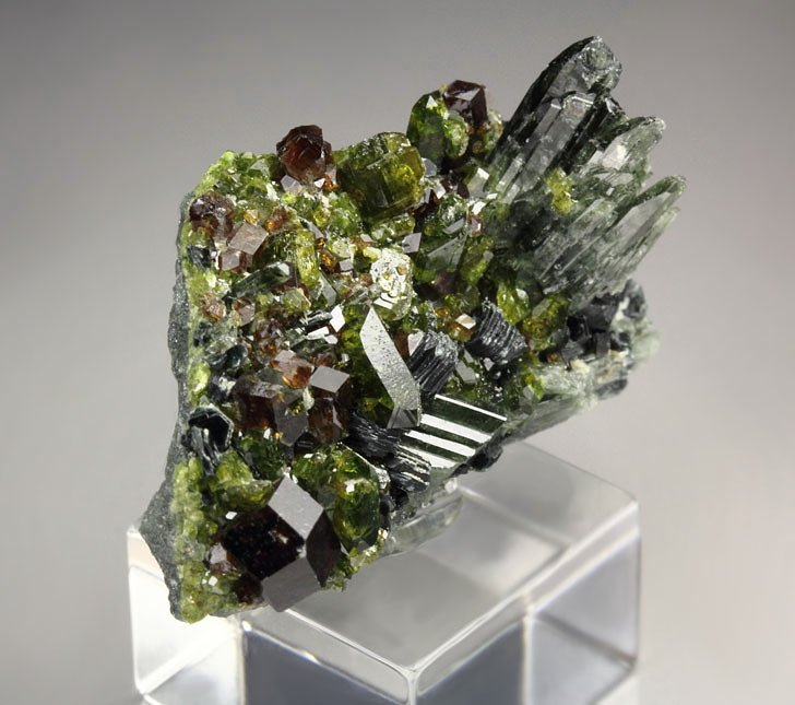 GARNET var. ANDRADITE, gem EPIDOTE, DIOPSIDE, MUSCOVITE