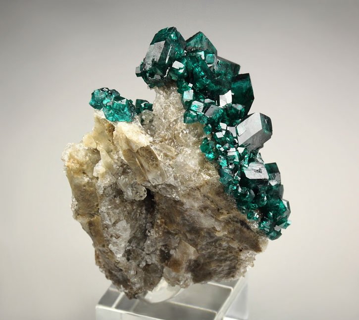 gemmy DIOPTASE, CALCITE