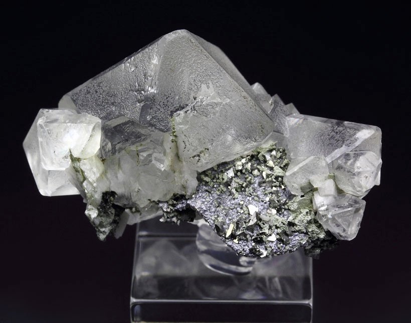 colorless FLUORITE, ARSENOPYRITE