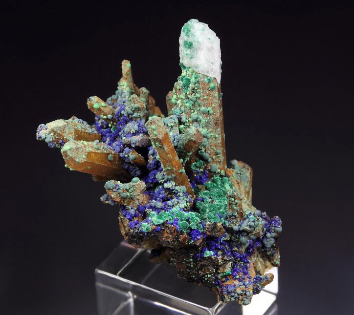 QUARTZ, AZURITE, MALACHITE, CALCITE