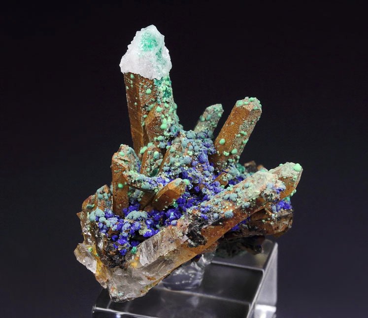 QUARTZ, AZURITE, MALACHITE, CALCITE