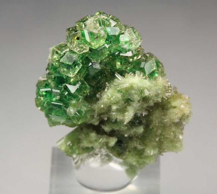 gem GARNET var. GROSSULAR with GREEN CHROMIAN PHANTOMS, DIOPSIDE, CHROMITE