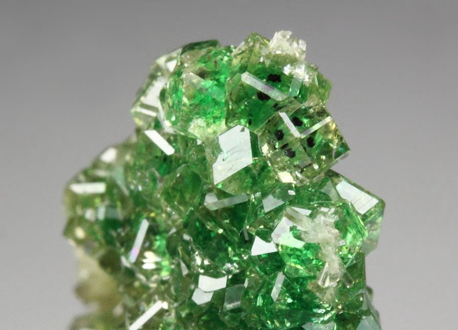 gem GARNET var. GROSSULAR with GREEN CHROMIAN PHANTOMS, DIOPSIDE, CHROMITE