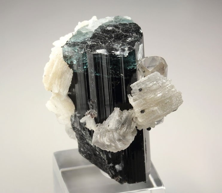 gemmy TOURMALINE var. ELBAITE, bi-terminated TOPAZ, ALBITE