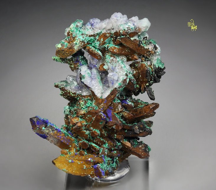 QUARTZ, AZURITE, MALACHITE, CALCITE