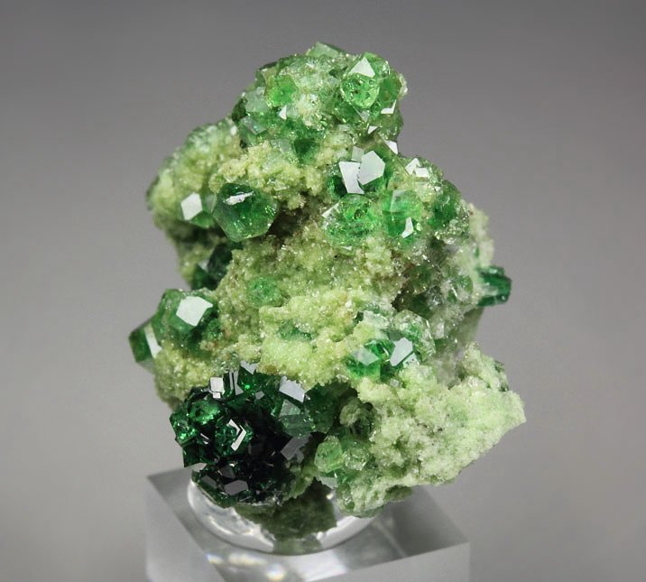 gem GARNET var. GROSSULAR with GREEN CHROMIAN PHANTOMS, DIOPSIDE, CHROMITE