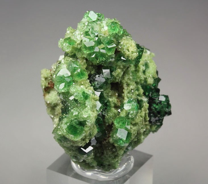 gem GARNET var. GROSSULAR with GREEN CHROMIAN PHANTOMS, DIOPSIDE, CHROMITE