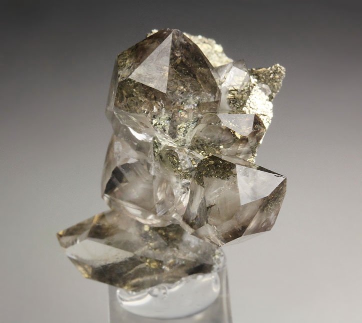 QUARTZ var. SMOKY, PYRITE