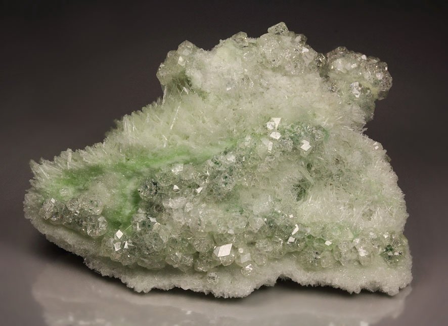 colorless gem GARNET var. GROSSULAR with GREEN CHROMIAN PHANTOMS, DIOPSIDE - floater