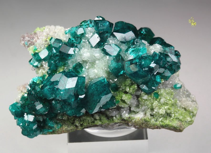 gemmy DIOPTASE, CALCITE, DUFTITE