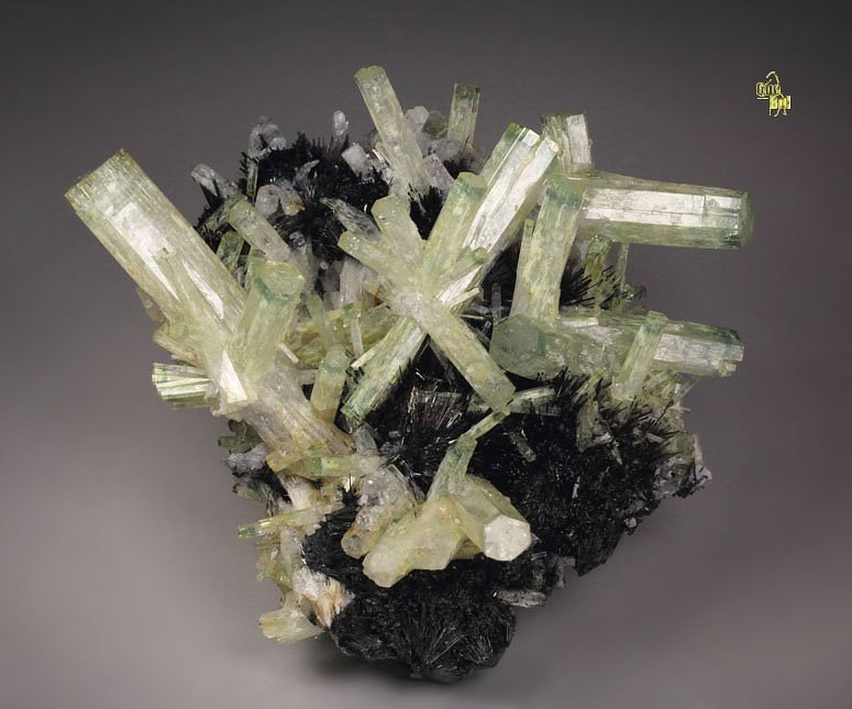 bi-color BERYL var. AQUAMARINE, TOURMALINE var. SCHORL