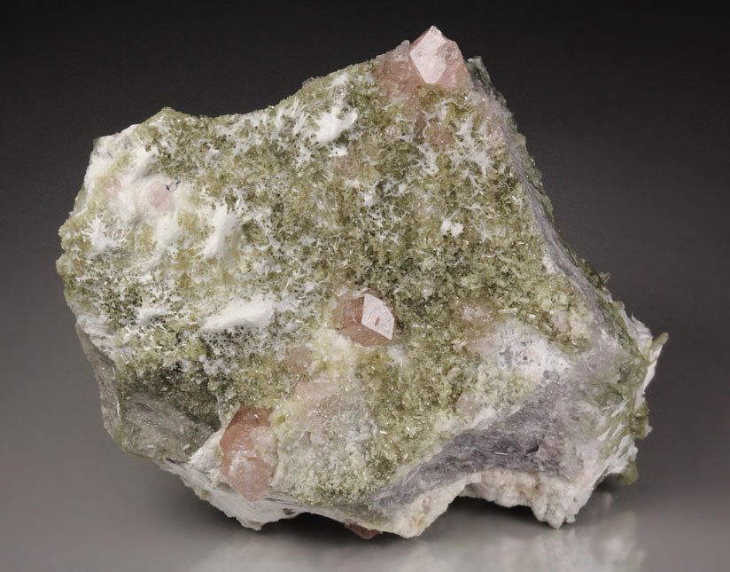 DIOPSIDE, WOLLASTONITE, gem pink GARNET var. GROSSULAR 