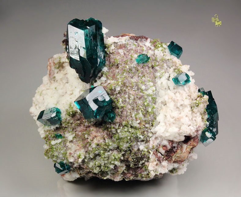 gemmy DIOPTASE bi-terminated, DUFTITE