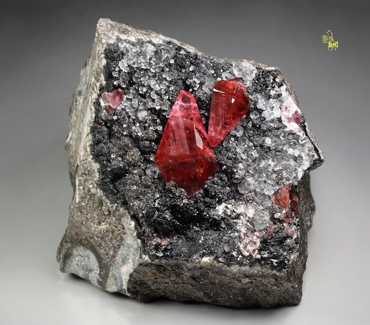 gemmy RHODOCHROSITE, FLUORITE