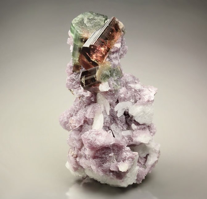 gem multicolor TOURMALINE var. ELBAITE, LEPIDOLITE, ALBITE var. CLEAVELANDITE