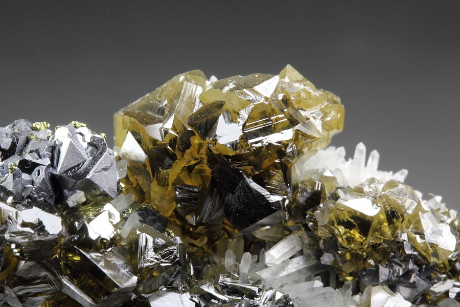 gem SPHALERITE var. CLEIOPHANE, GALENA, QUARTZ, PYRITE