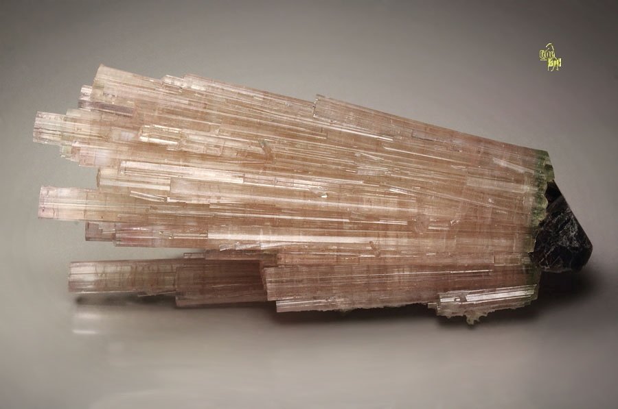 pink gem TOURMALINE var. ELBAITE bi-terminated, QUARTZ var. SMOKY