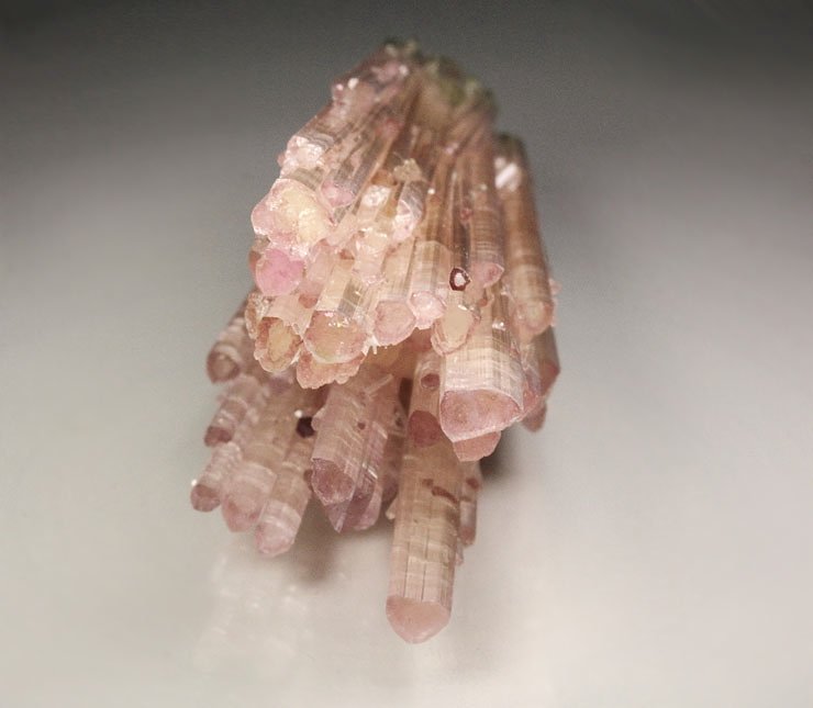 pink gem TOURMALINE var. ELBAITE bi-terminated, QUARTZ var. SMOKY