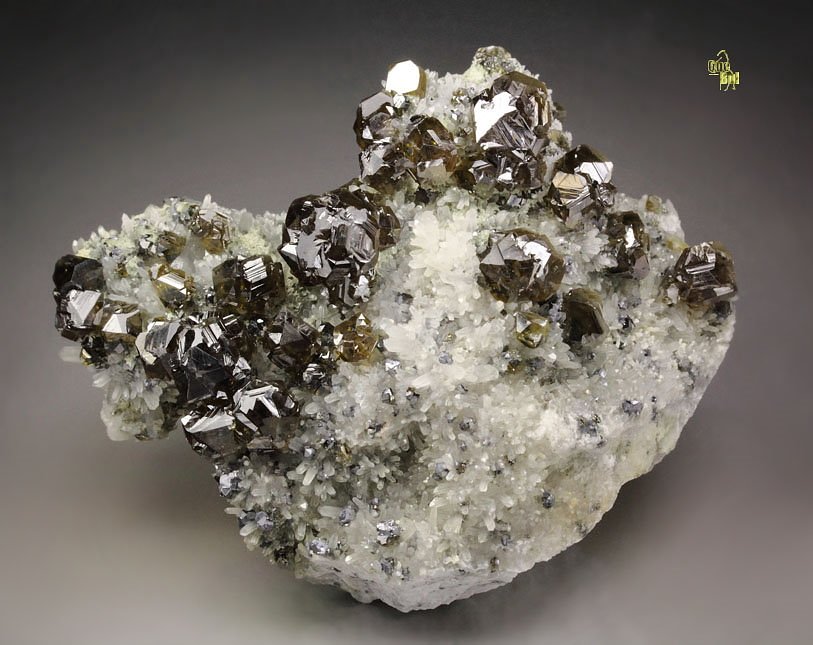 gem SPHALERITE var. CLEIOPHANE, GALENA, QUARTZ